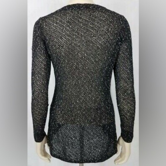 Eileen Fisher Black Speckle Semi Sheer Thin Pullover Sweater Blouse - Size XS - Picture 3 of 4